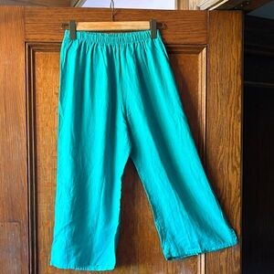 FLAX Vibrant Teal wide leg flood Pants
